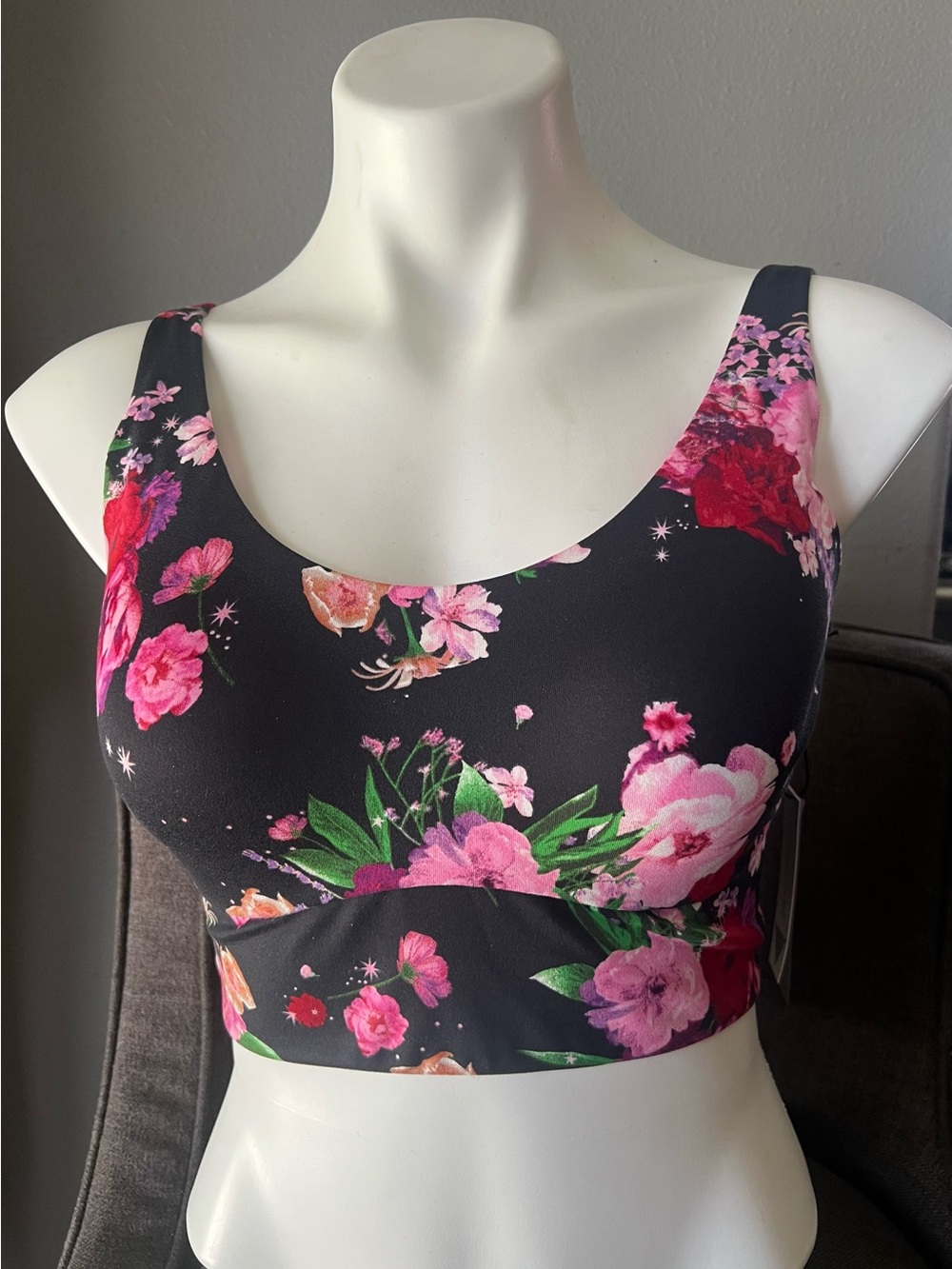 Victoria's Secret Black Floral  Sports Bra New with tags .